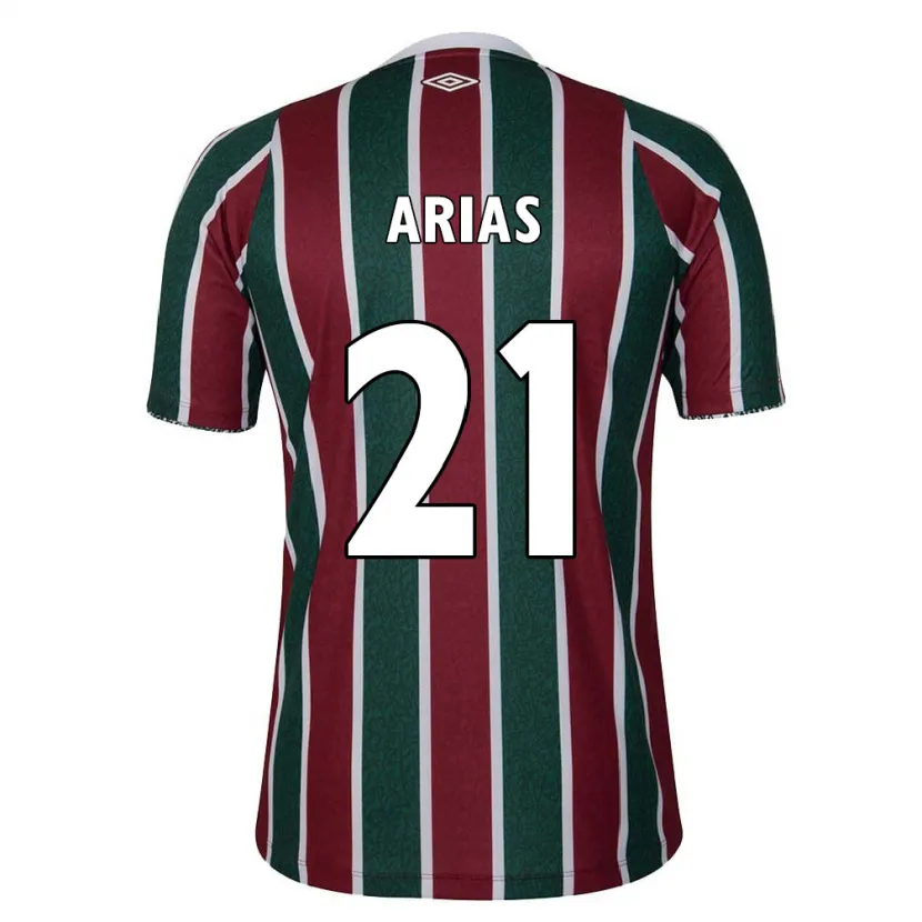 Danxen Enfant Maillot Jhon Arias #21 Vert Marron Blanc Tenues Domicile 2024/25 T-Shirt