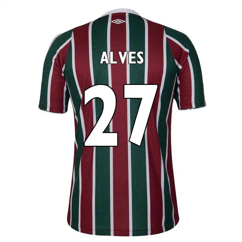 Danxen Enfant Maillot Felipe Alves #27 Vert Marron Blanc Tenues Domicile 2024/25 T-Shirt