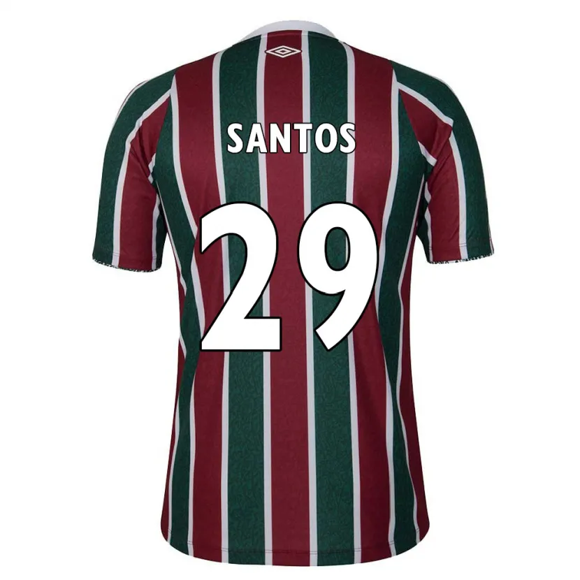 Danxen Enfant Maillot Thiago Santos #29 Vert Marron Blanc Tenues Domicile 2024/25 T-Shirt