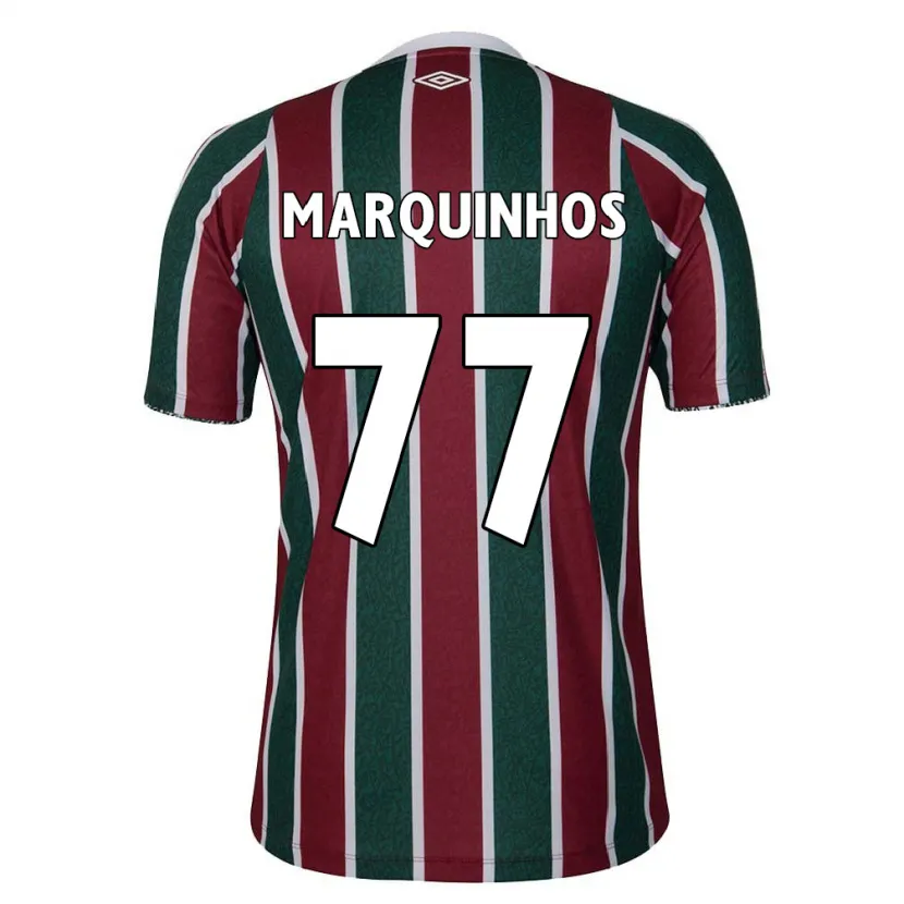 Danxen Enfant Maillot Marquinhos #77 Vert Marron Blanc Tenues Domicile 2024/25 T-Shirt