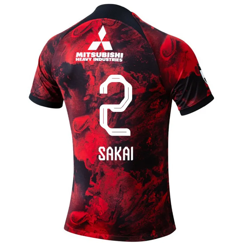 Danxen Enfant Maillot Hiroki Sakai #2 Rouge Noir Tenues Domicile 2024/25 T-Shirt