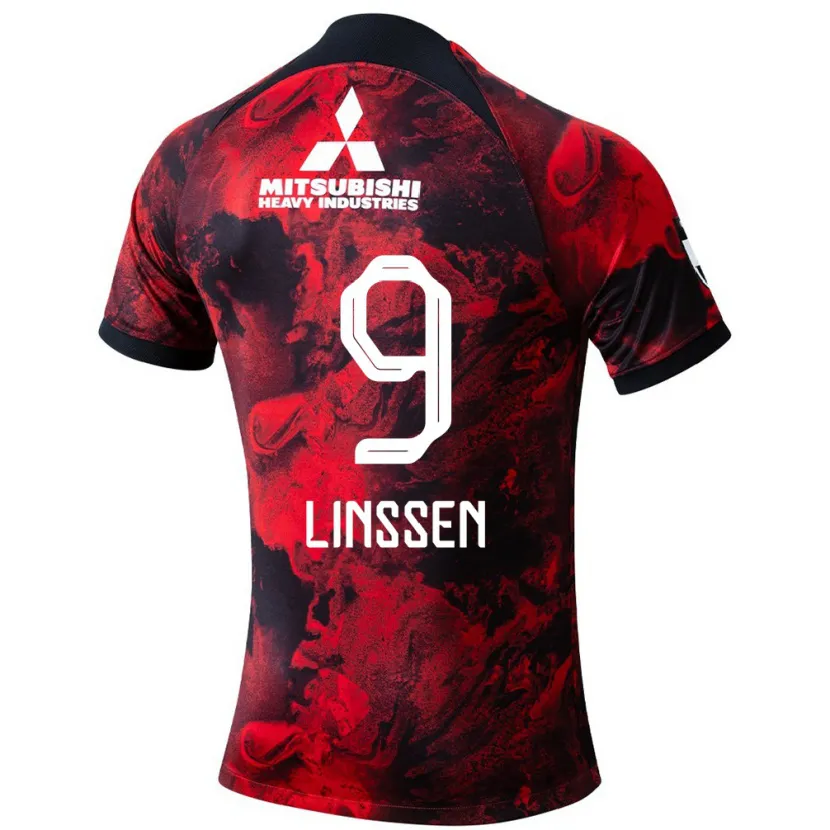 Danxen Enfant Maillot Bryan Linssen #9 Rouge Noir Tenues Domicile 2024/25 T-Shirt