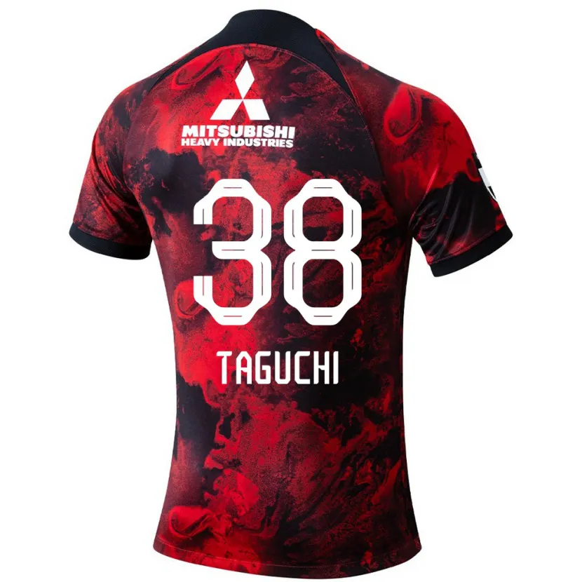 Danxen Enfant Maillot Keita Taguchi #38 Rouge Noir Tenues Domicile 2024/25 T-Shirt