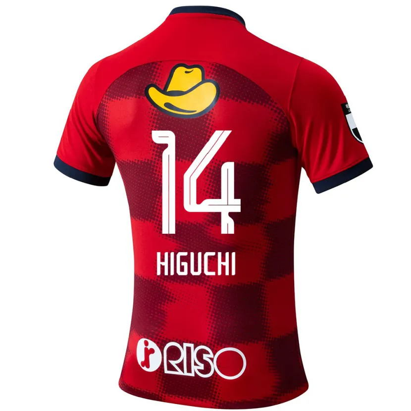 Danxen Enfant Maillot Yuta Higuchi #14 Rouge Bleu Blanc Tenues Domicile 2024/25 T-Shirt