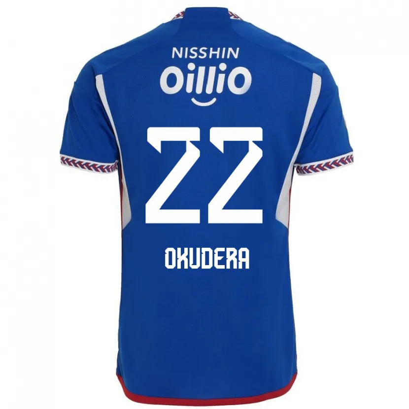 Danxen Enfant Maillot Minato Okudera #22 Bleu Blanc Rouge Tenues Domicile 2024/25 T-Shirt