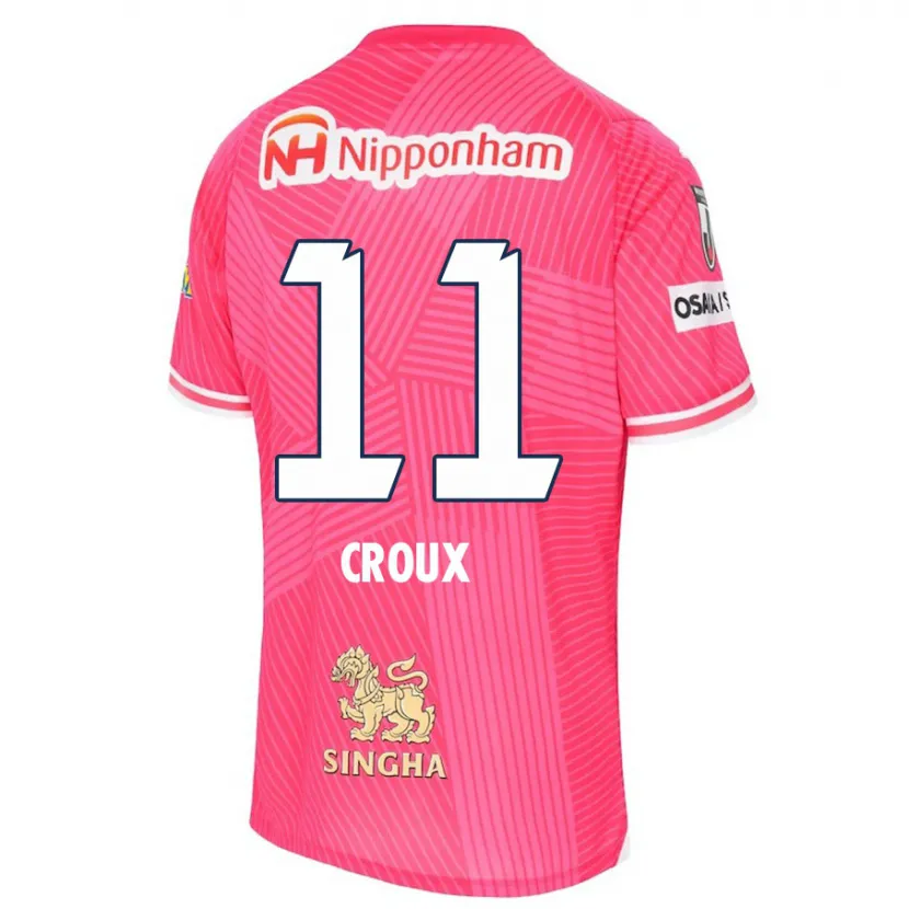 Danxen Enfant Maillot Jordy Croux #11 Rose Blanc Tenues Domicile 2024/25 T-Shirt