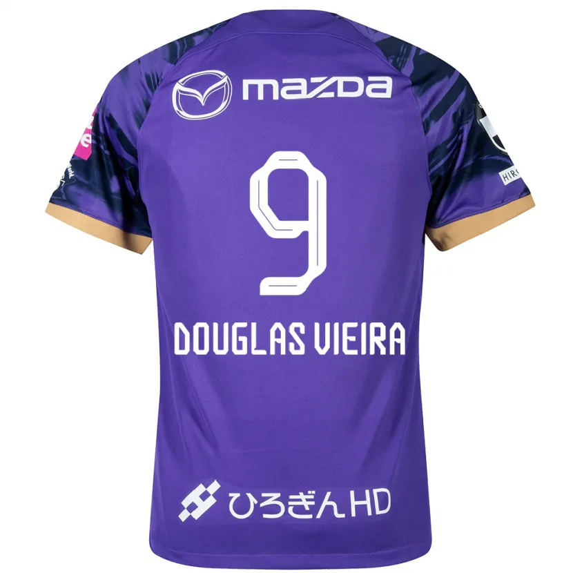 Danxen Enfant Maillot Douglas Vieira #9 Blanc Violet Tenues Domicile 2024/25 T-Shirt