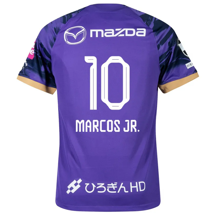 Danxen Enfant Maillot Marcos Júnior #10 Blanc Violet Tenues Domicile 2024/25 T-Shirt