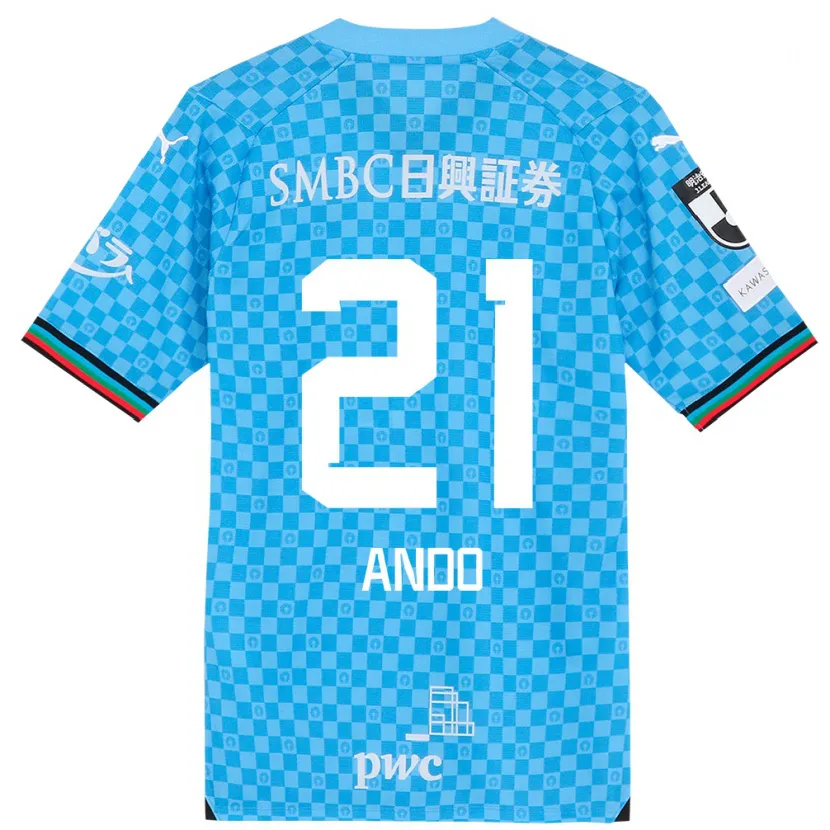 Danxen Enfant Maillot Shunsuke Ando #21 Bleu Azur Tenues Domicile 2024/25 T-Shirt