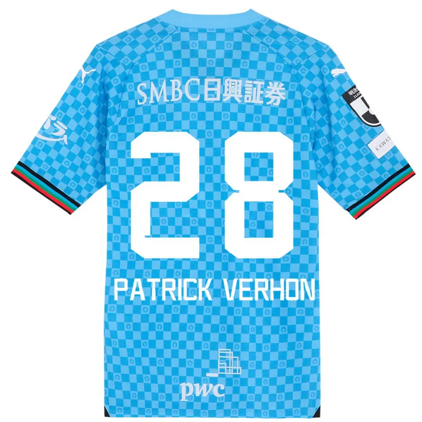 Danxen Enfant Maillot Patrick Verhon #28 Bleu Azur Tenues Domicile 2024/25 T-Shirt