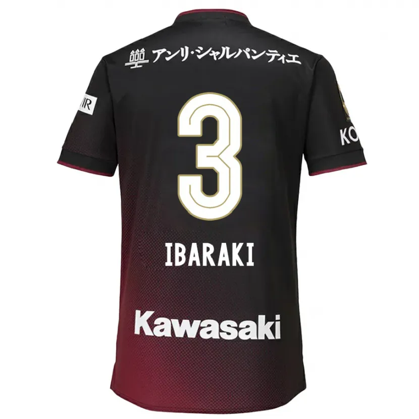 Danxen Enfant Maillot Riku Ibaraki #3 Noir Rouge Tenues Domicile 2024/25 T-Shirt