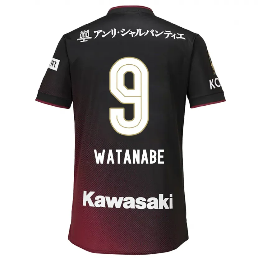 Danxen Enfant Maillot Hayato Watanabe #9 Noir Rouge Tenues Domicile 2024/25 T-Shirt