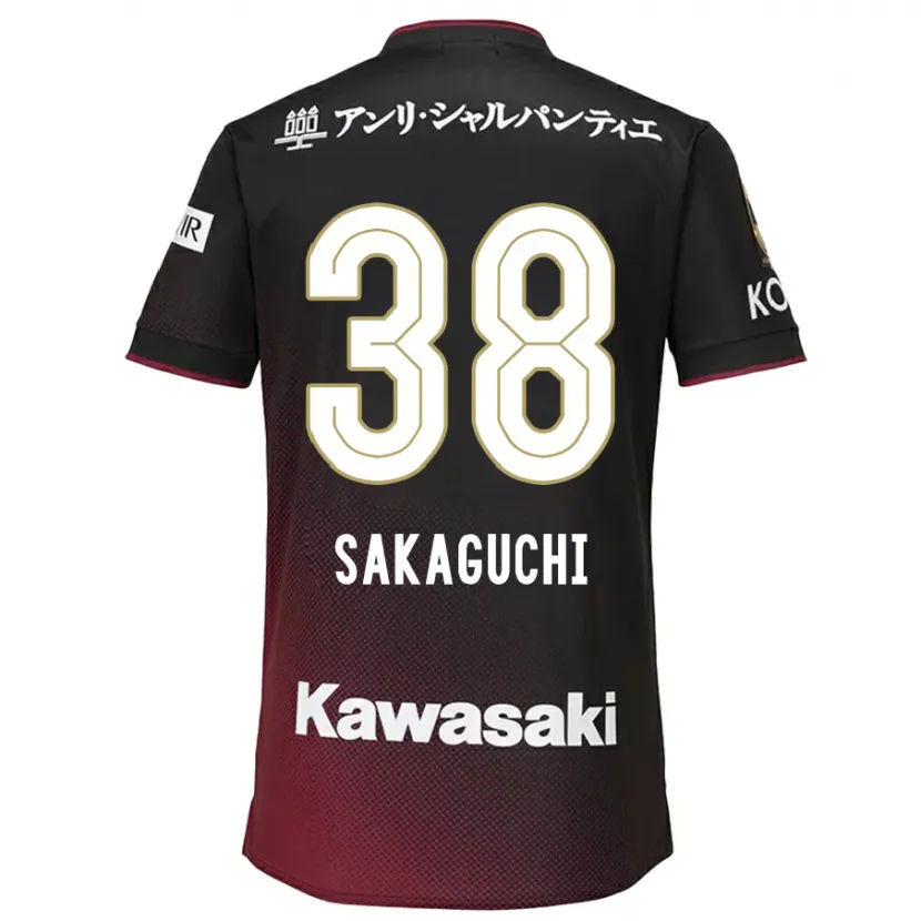 Danxen Enfant Maillot Yuki Sakaguchi #38 Noir Rouge Tenues Domicile 2024/25 T-Shirt