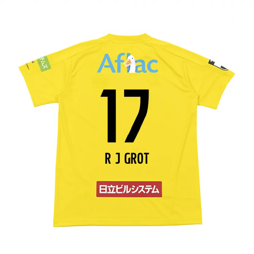 Danxen Enfant Maillot Jay-Roy Grot #17 Jaune Noir Tenues Domicile 2024/25 T-Shirt