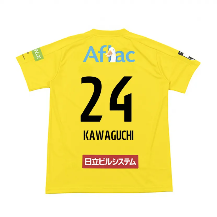 Danxen Enfant Maillot Naoki Kawaguchi #24 Jaune Noir Tenues Domicile 2024/25 T-Shirt