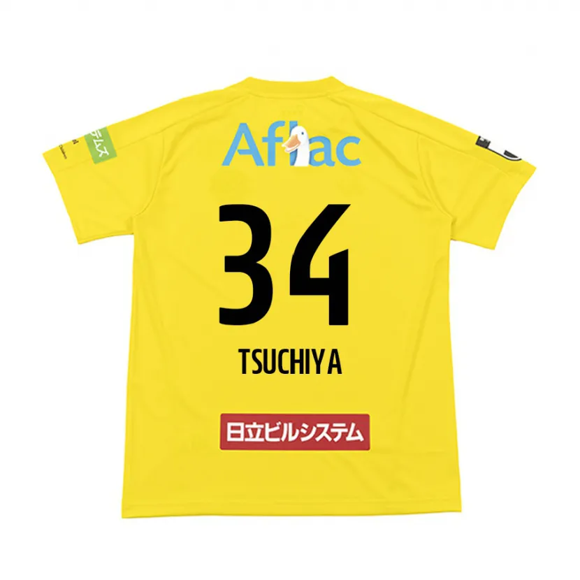 Danxen Enfant Maillot Takumi Tsuchiya #34 Jaune Noir Tenues Domicile 2024/25 T-Shirt