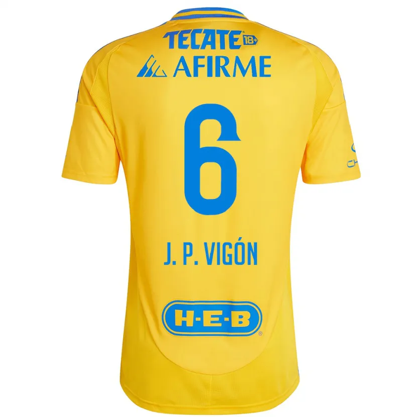 Danxen Enfant Maillot Juan Pablo Vigón #6 Or Jaune Tenues Domicile 2024/25 T-Shirt