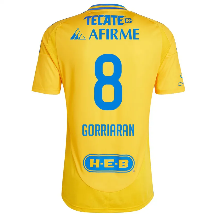 Danxen Enfant Maillot Fernando Gorriarán #8 Or Jaune Tenues Domicile 2024/25 T-Shirt