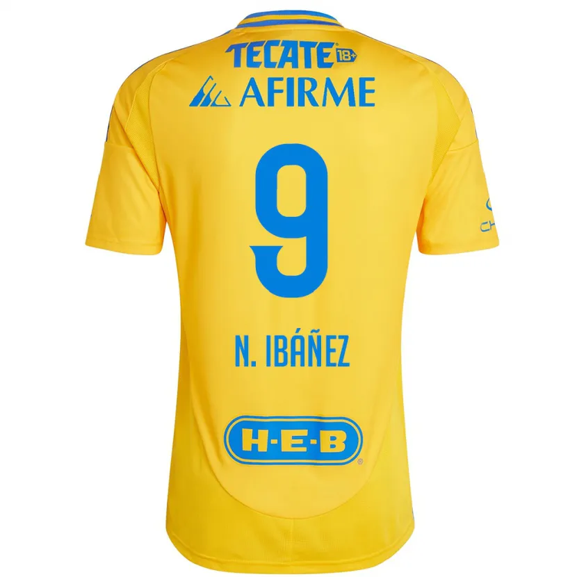 Danxen Enfant Maillot Nicolás Ibáñez #9 Or Jaune Tenues Domicile 2024/25 T-Shirt