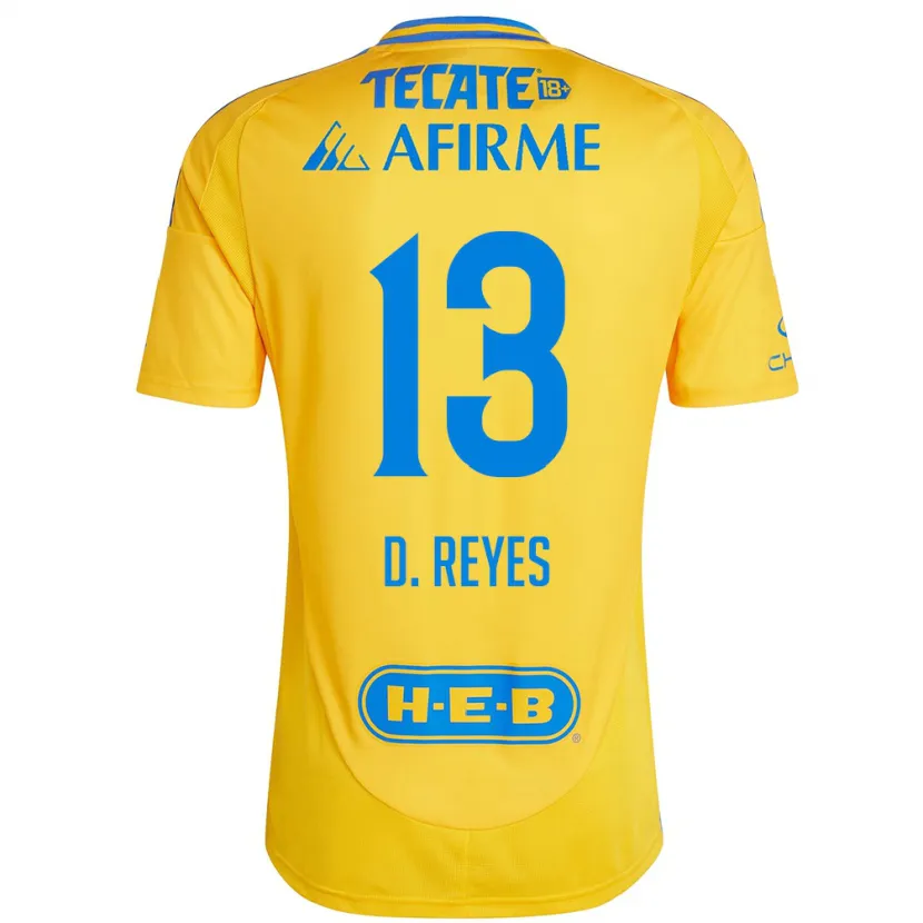 Danxen Enfant Maillot Diego Reyes #13 Or Jaune Tenues Domicile 2024/25 T-Shirt