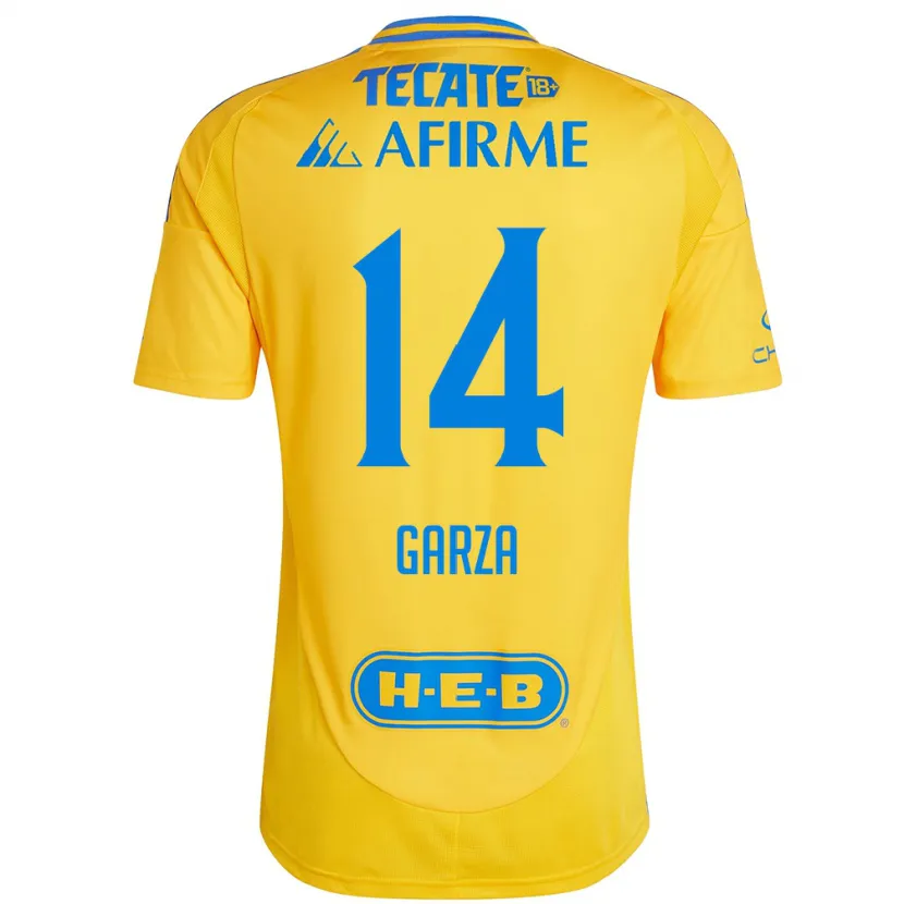 Danxen Enfant Maillot Jesús Garza #14 Or Jaune Tenues Domicile 2024/25 T-Shirt