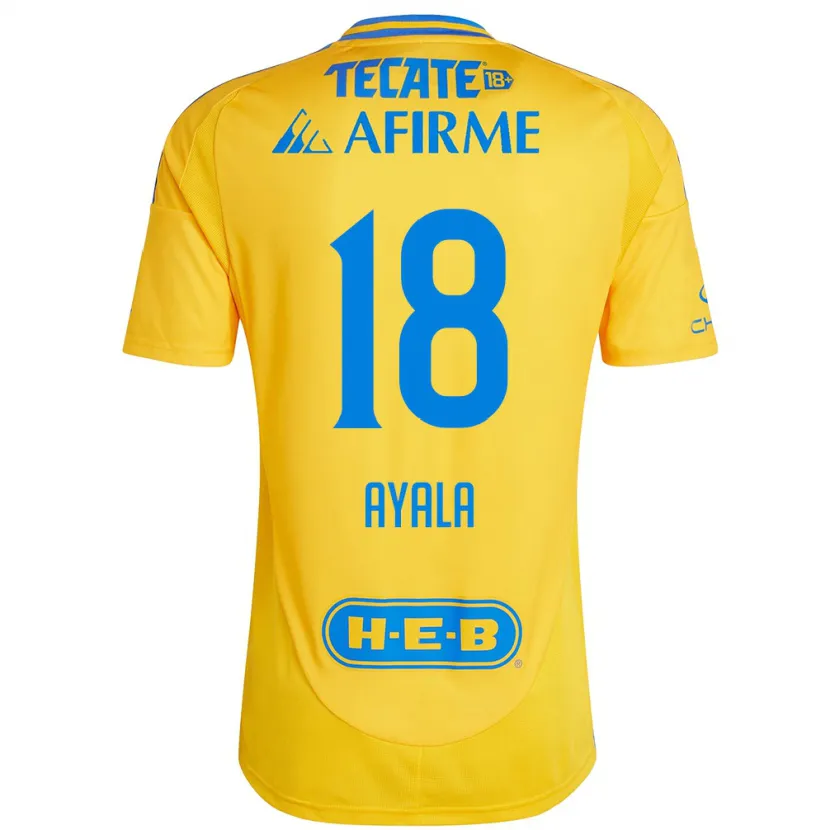 Danxen Enfant Maillot David Ayala #18 Or Jaune Tenues Domicile 2024/25 T-Shirt