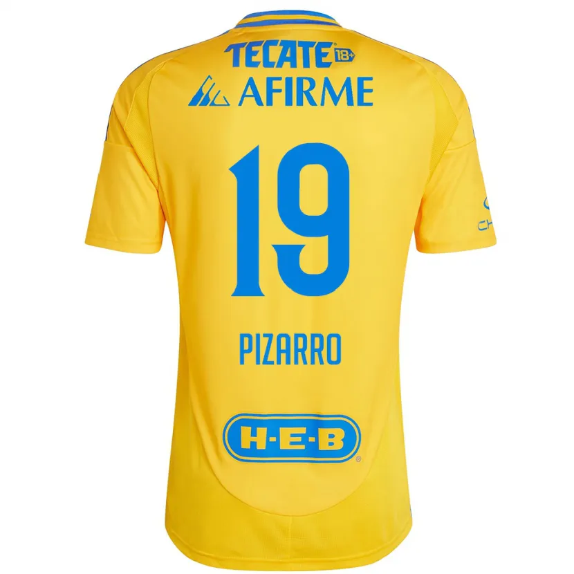 Danxen Enfant Maillot Guido Pizarro #19 Or Jaune Tenues Domicile 2024/25 T-Shirt