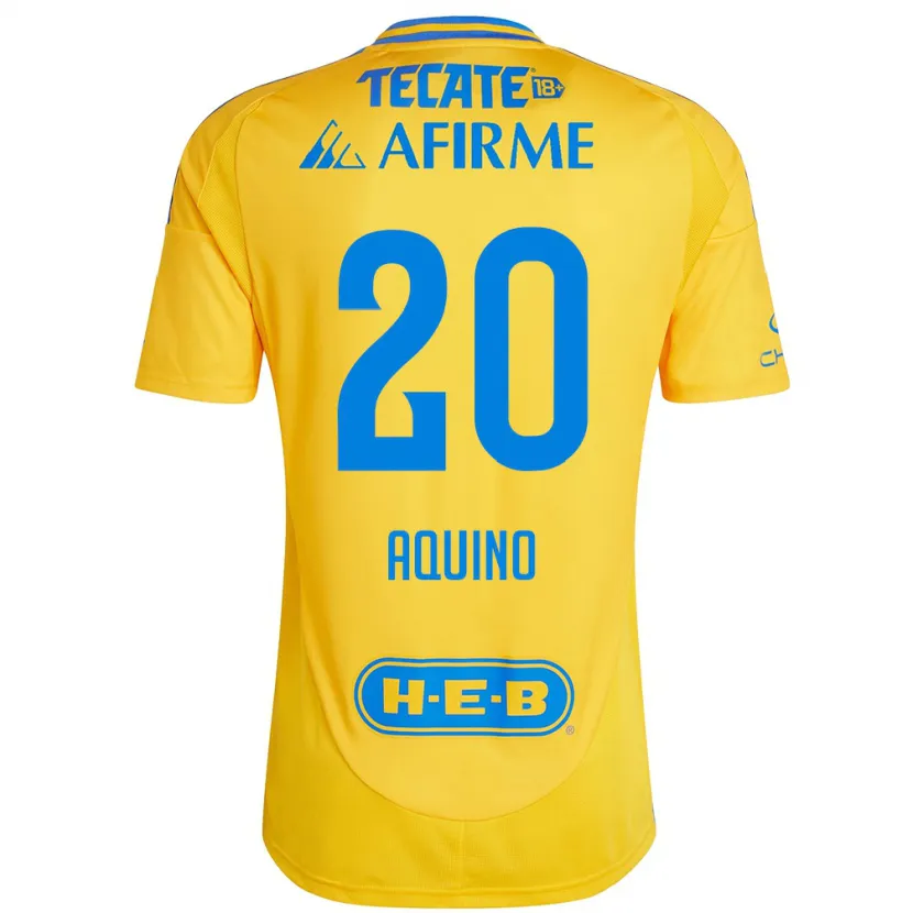 Danxen Enfant Maillot Javier Aquino #20 Or Jaune Tenues Domicile 2024/25 T-Shirt