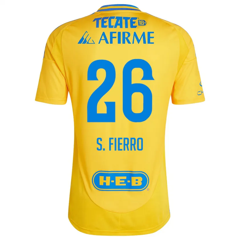 Danxen Enfant Maillot Sebastián Fierro #26 Or Jaune Tenues Domicile 2024/25 T-Shirt