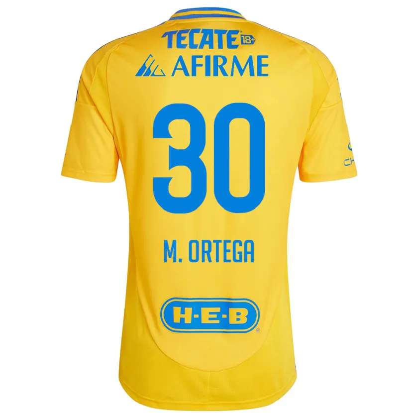 Danxen Enfant Maillot Miguel Ortega #30 Or Jaune Tenues Domicile 2024/25 T-Shirt