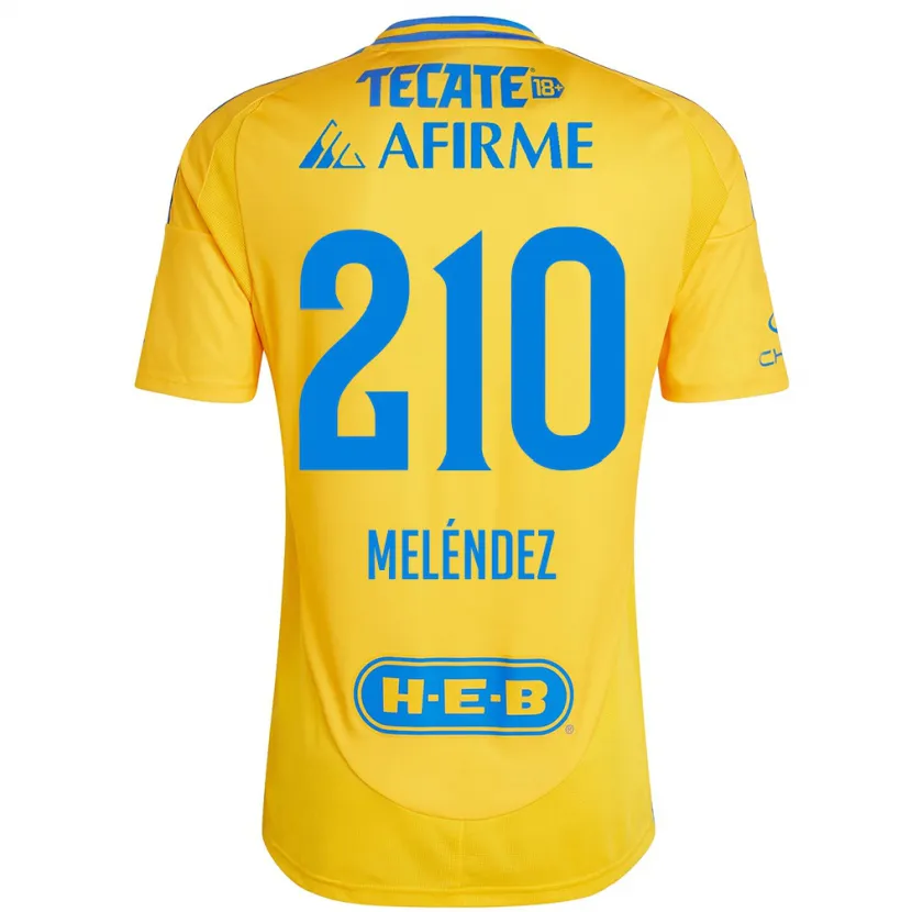 Danxen Enfant Maillot Marcelo Meléndez #210 Or Jaune Tenues Domicile 2024/25 T-Shirt