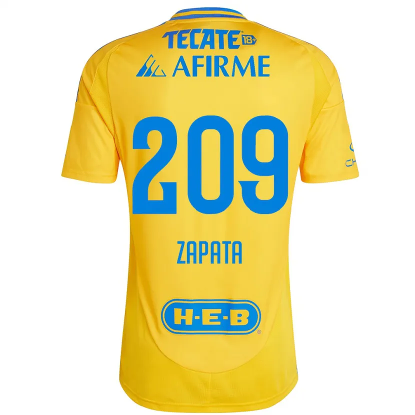 Danxen Enfant Maillot Jorge Zapata #209 Or Jaune Tenues Domicile 2024/25 T-Shirt