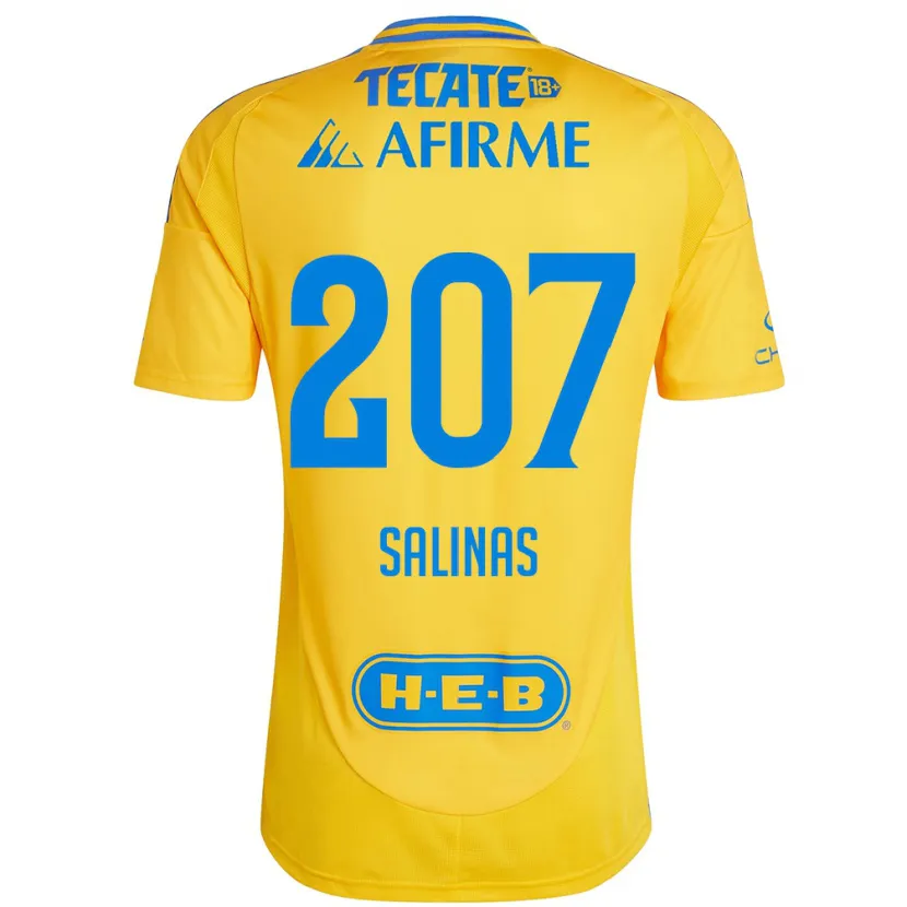 Danxen Enfant Maillot Marcelo Salinas #207 Or Jaune Tenues Domicile 2024/25 T-Shirt