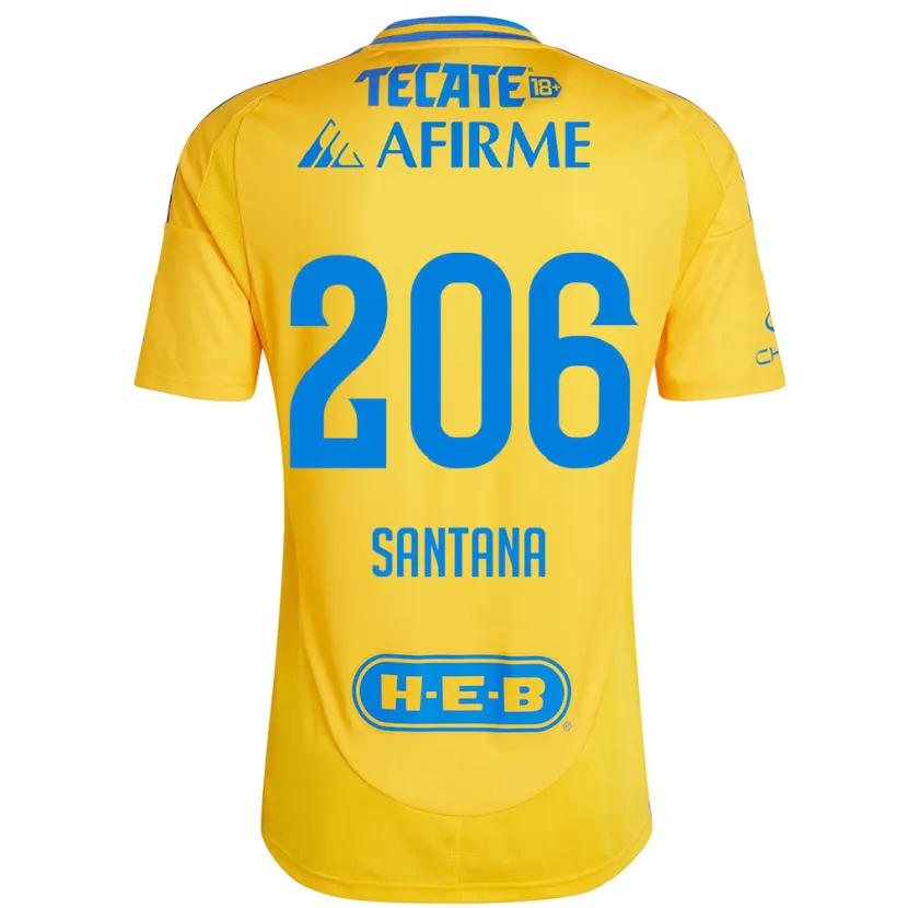 Danxen Enfant Maillot Joel Santana #206 Or Jaune Tenues Domicile 2024/25 T-Shirt