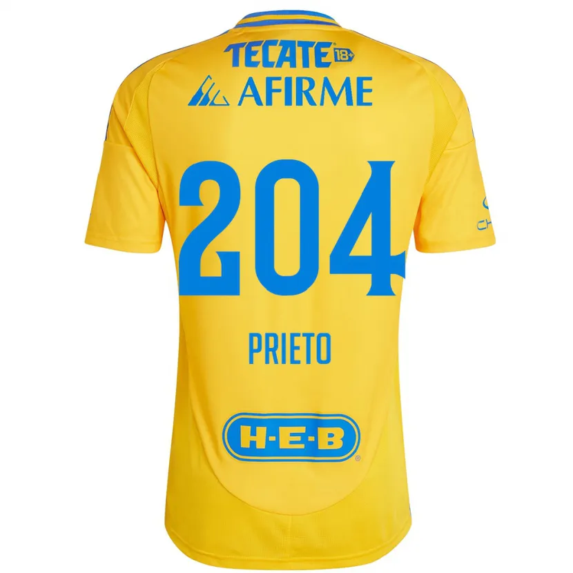 Danxen Enfant Maillot Leonel Prieto #204 Or Jaune Tenues Domicile 2024/25 T-Shirt