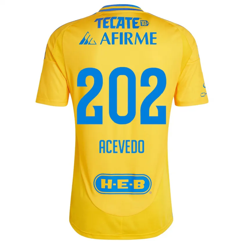 Danxen Enfant Maillot José Acevedo #202 Or Jaune Tenues Domicile 2024/25 T-Shirt