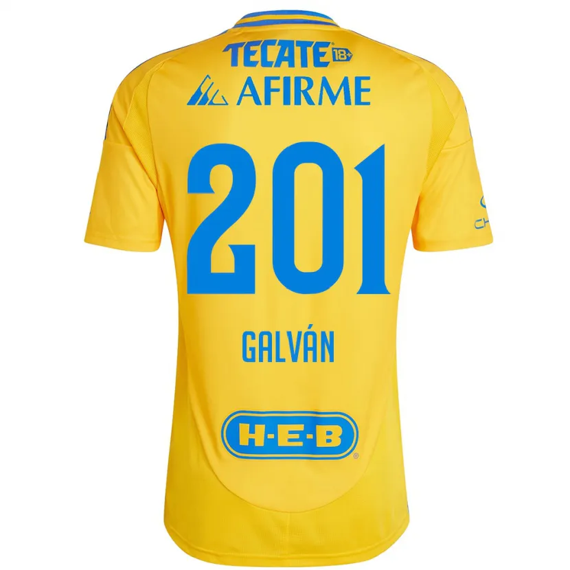 Danxen Enfant Maillot Isac Galván #201 Or Jaune Tenues Domicile 2024/25 T-Shirt