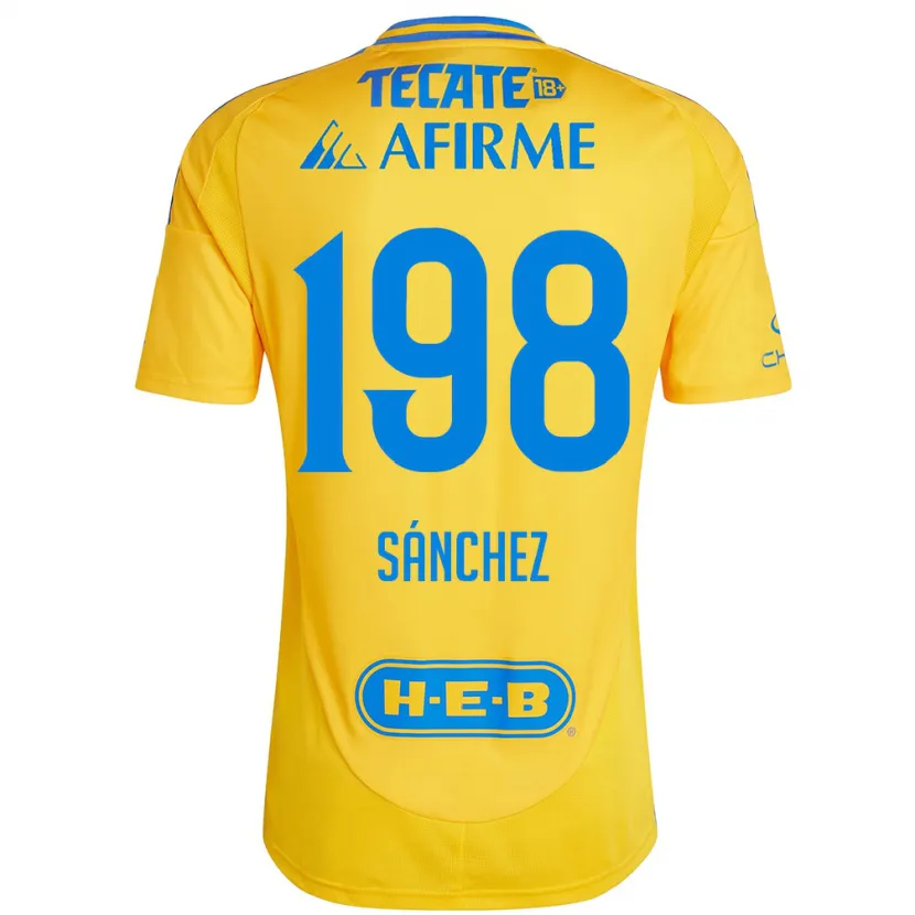 Danxen Enfant Maillot Diego Sánchez #198 Or Jaune Tenues Domicile 2024/25 T-Shirt