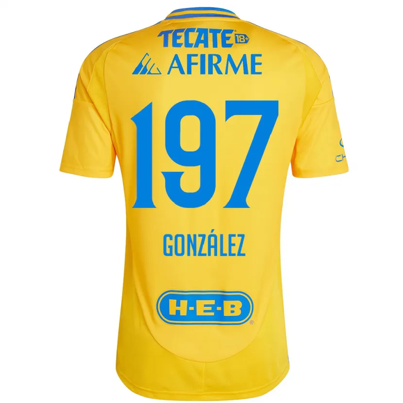 Danxen Enfant Maillot Germán González #197 Or Jaune Tenues Domicile 2024/25 T-Shirt