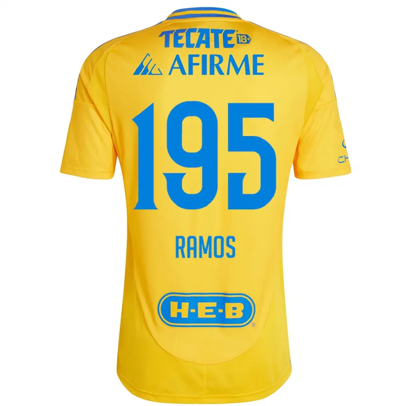 Danxen Enfant Maillot Rodrigo Ramos #195 Or Jaune Tenues Domicile 2024/25 T-Shirt