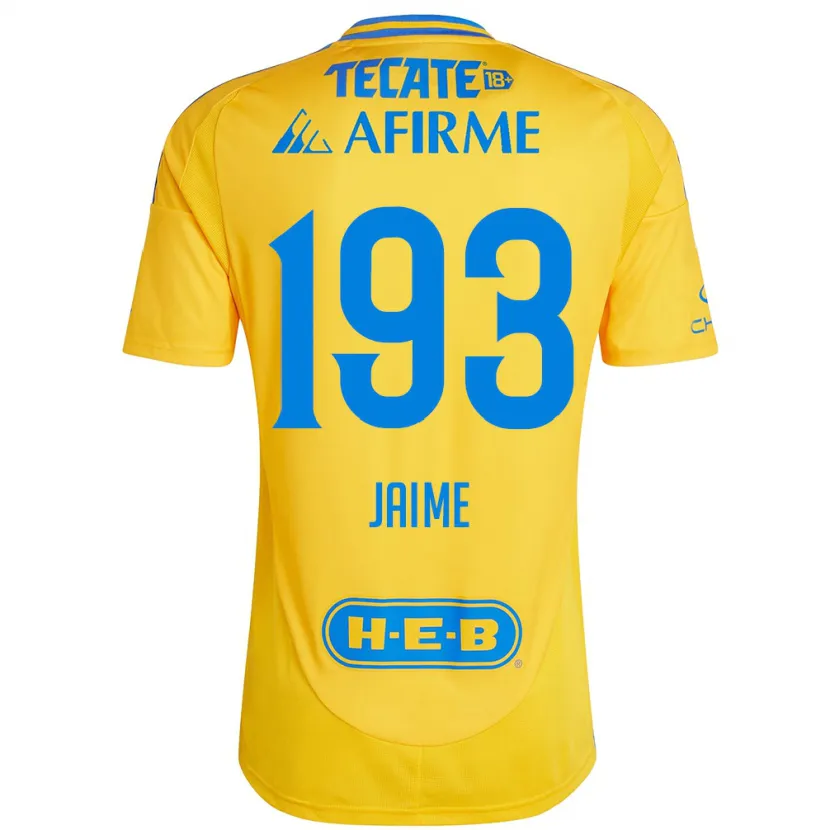 Danxen Enfant Maillot Kenneth Jaime #193 Or Jaune Tenues Domicile 2024/25 T-Shirt