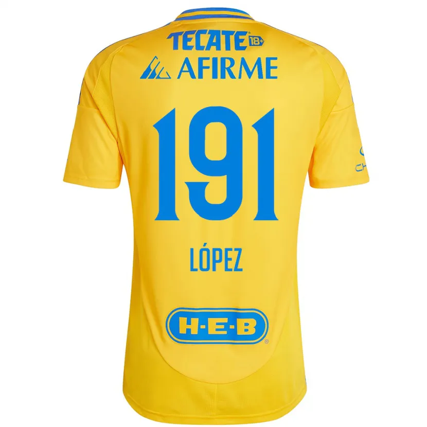 Danxen Enfant Maillot Adrián López #191 Or Jaune Tenues Domicile 2024/25 T-Shirt