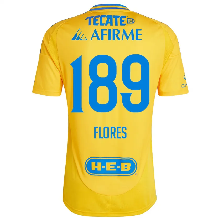 Danxen Enfant Maillot Rolando Flores #189 Or Jaune Tenues Domicile 2024/25 T-Shirt