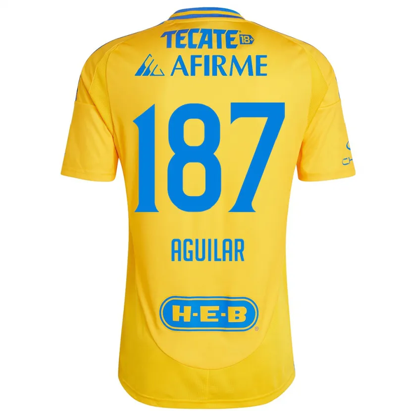 Danxen Enfant Maillot Manuel Aguilar #187 Or Jaune Tenues Domicile 2024/25 T-Shirt