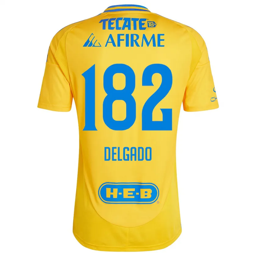 Danxen Enfant Maillot Arturo Delgado #182 Or Jaune Tenues Domicile 2024/25 T-Shirt