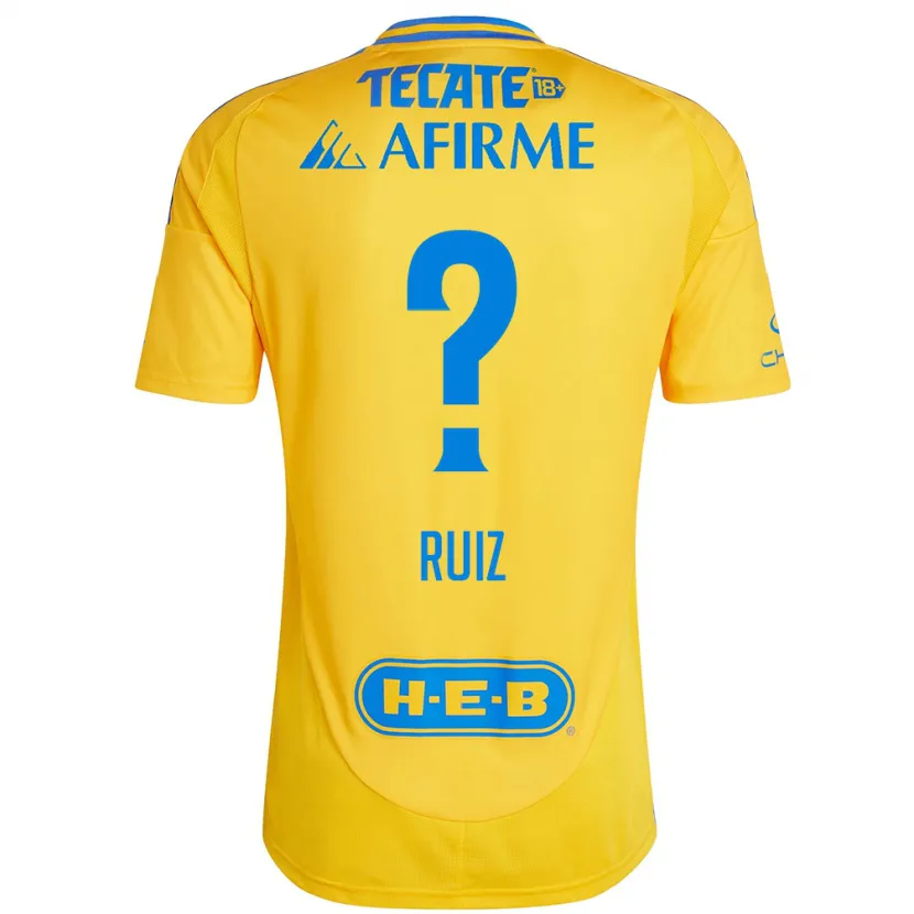 Danxen Enfant Maillot Luis Ruiz #0 Or Jaune Tenues Domicile 2024/25 T-Shirt