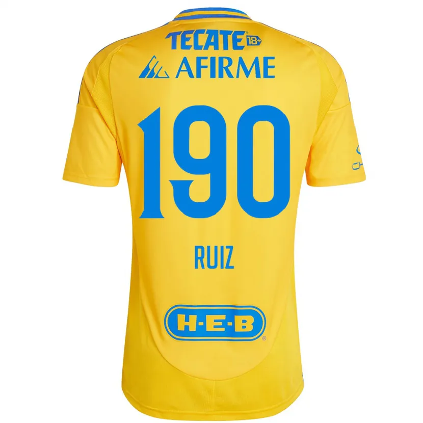 Danxen Enfant Maillot Óscar Ruiz #190 Or Jaune Tenues Domicile 2024/25 T-Shirt