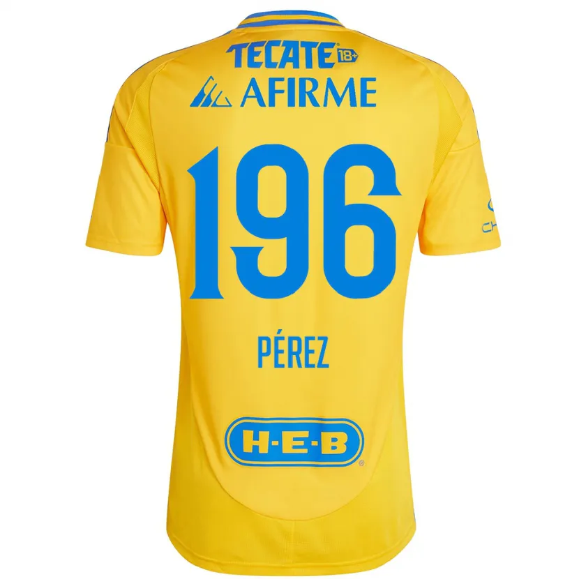 Danxen Enfant Maillot Axel Pérez #196 Or Jaune Tenues Domicile 2024/25 T-Shirt