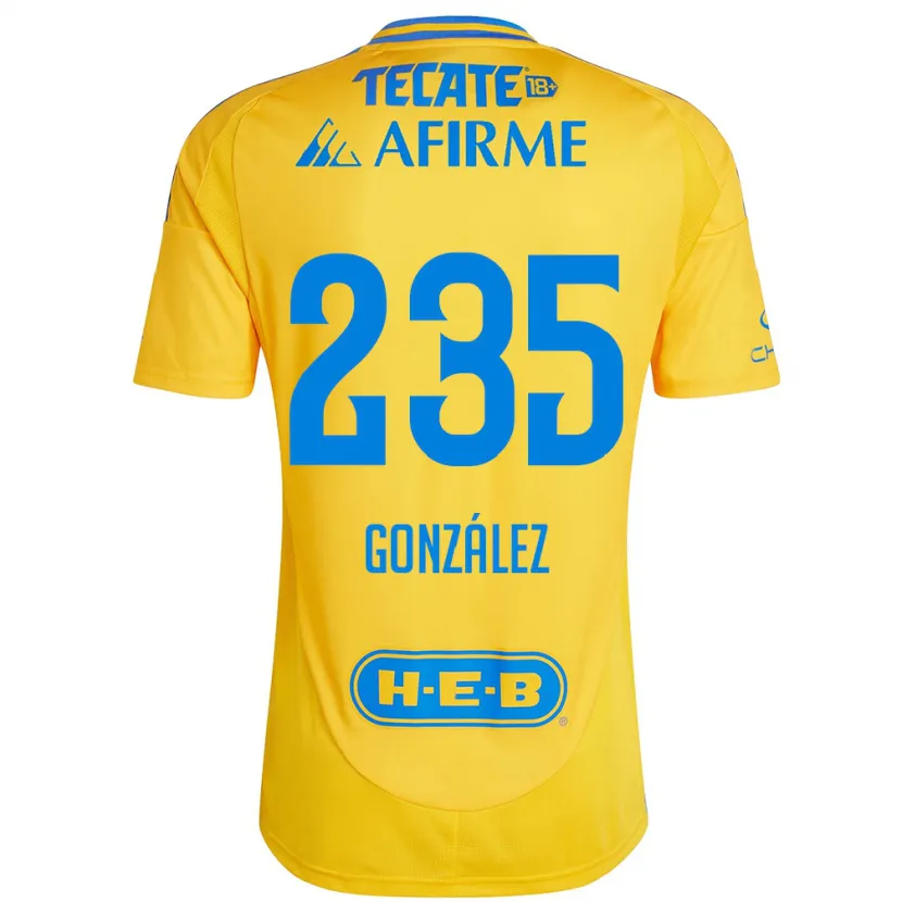 Danxen Enfant Maillot Mauricio González #235 Or Jaune Tenues Domicile 2024/25 T-Shirt