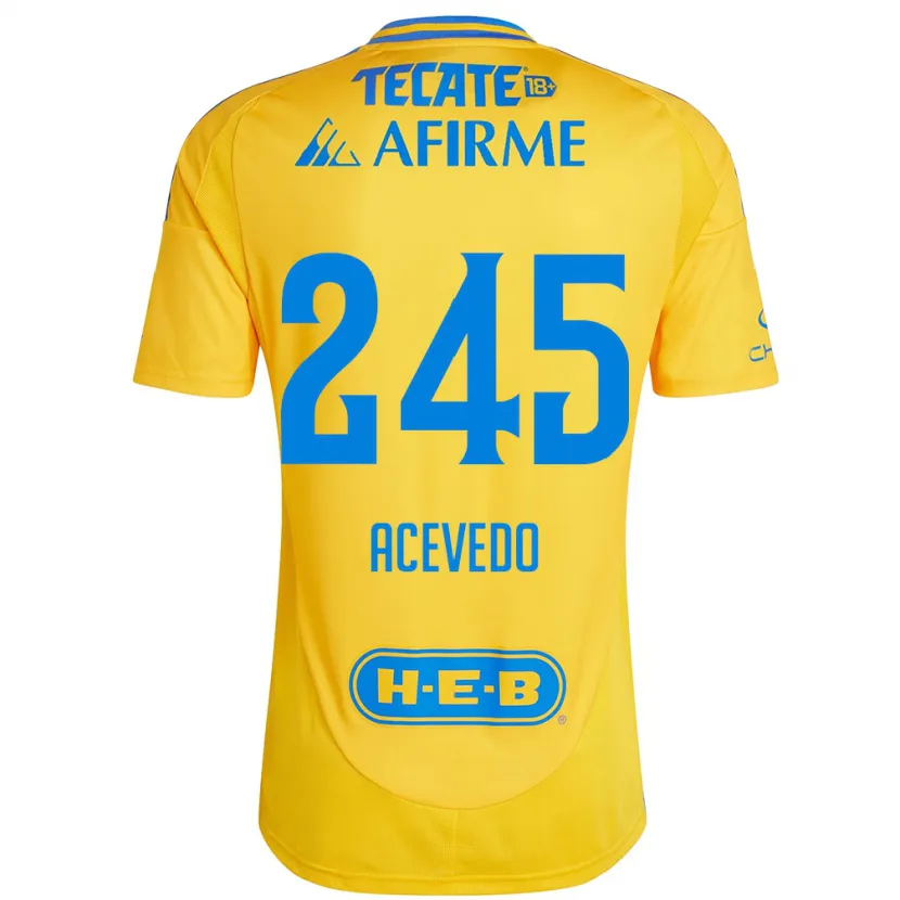 Danxen Enfant Maillot Kevin Acevedo #245 Or Jaune Tenues Domicile 2024/25 T-Shirt